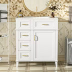 Meuble de rangement de salle de bain de 76 cm avec lavabo en céramique et étagère réglable intégrée