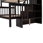 Lit superposé Whisen avec escalier, tiroir, rangement et barrière de sécurité