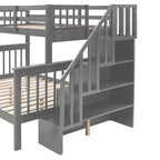 Lit superposé Whisen avec escalier, tiroir, rangement et barrière de sécurité