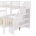 Lit superposé Whisen avec escalier, tiroir, rangement et barrière de sécurité