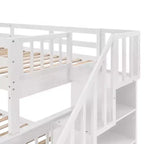 Lit superposé Whisen avec escalier, tiroir, rangement et barrière de sécurité