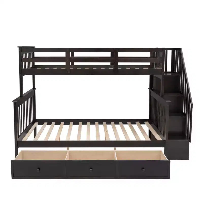 Lit superposé Whisen avec escalier, tiroir, rangement et barrière de sécurité