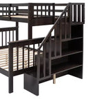 Lit superposé Whisen avec escalier, tiroir, rangement et barrière de sécurité