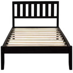 Lit plateforme minimaliste en bois double Whisen avec tête de lit/support à lattes en bois