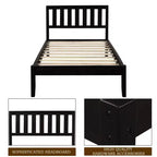Lit plateforme minimaliste en bois double Whisen avec tête de lit/support à lattes en bois