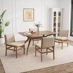 Christopher Knight Home Solace, ensemble de salle à manger 5 pièces en tissu et bois d'hévéa, style moderne du milieu du siècle