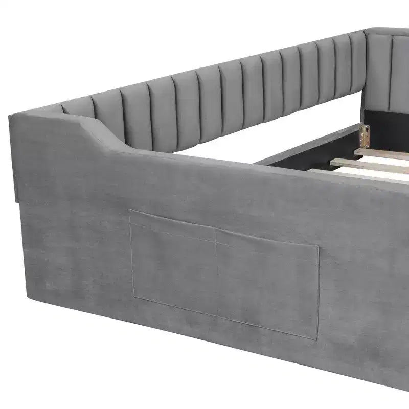 Lit de repos Whisen Upholstery avec pochette de rangement latérale, facile à assembler