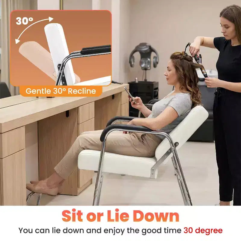 FDW Nouveau Fauteuil de Lavage Moderne Inclinable Automatique Noir pour Salon de Coiffure et Spa