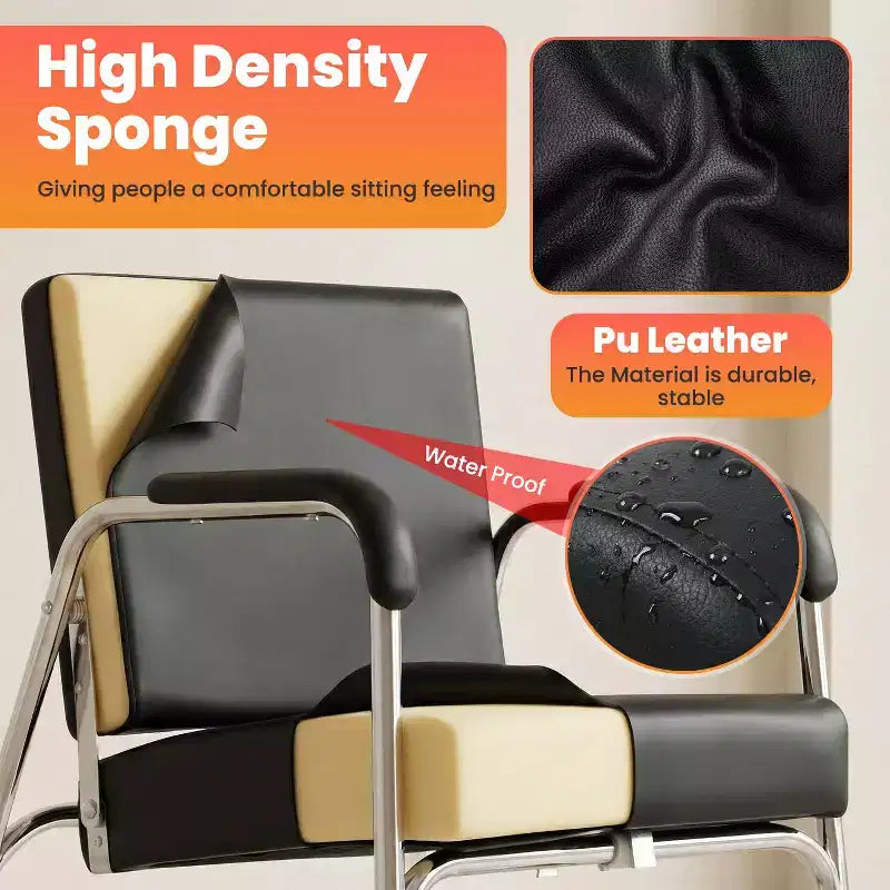FDW Nouveau Fauteuil de Lavage Moderne Inclinable Automatique Noir pour Salon de Coiffure et Spa