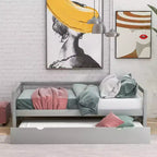 Lit de repos double en bois Whisen Modern Design avec lit gigogne, construction robuste