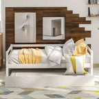Lit de repos double en bois Whisen Modern Design avec lit gigogne, construction robuste