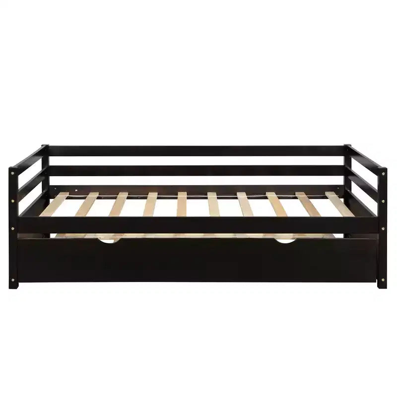 Lit de repos double en bois Whisen Modern Design avec lit gigogne, construction robuste