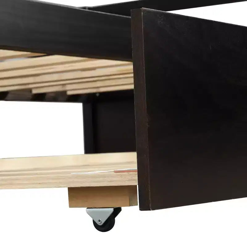 Lit de repos double en bois Whisen Modern Design avec lit gigogne, construction robuste