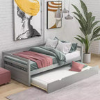 Lit de repos double en bois Whisen Modern Design avec lit gigogne, construction robuste