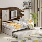Lit de repos double en bois Whisen Modern Design avec lit gigogne, construction robuste