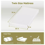 BestMassage Matelas en mousse à mémoire de forme et gel de 15,2 cm, fermeté moyenne, pour un sommeil frais et un soulagement de la pression, certifié CertiPUR-US