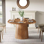 Table à manger ovale Lantine de 140 cm en bois avec plateau en bois et base cylindrique