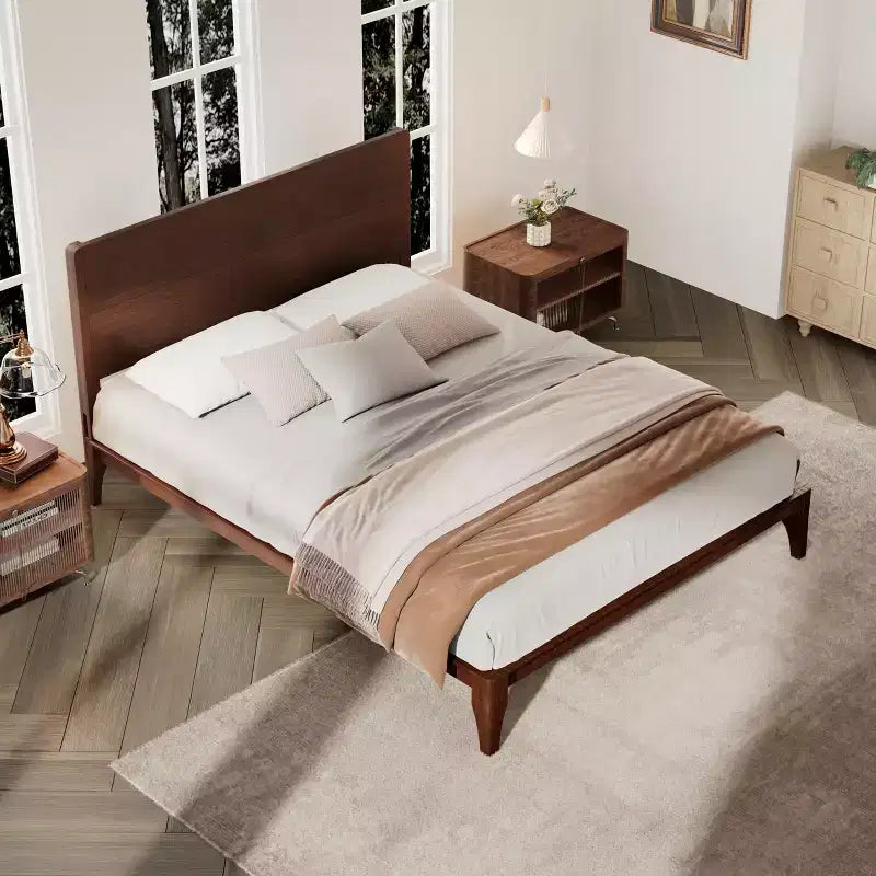 Cadre de lit plateforme en bambou pour lit double/grand lit/très grand lit avec lattes de support en bois, style moderne du milieu du siècle - ModernLuxe