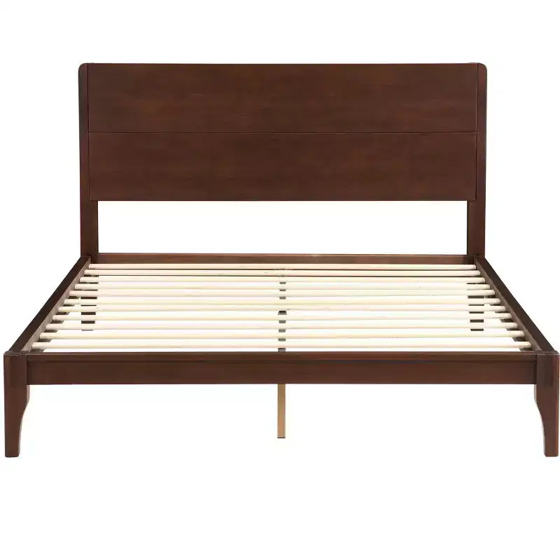 Cadre de lit plateforme en bambou pour lit double/grand lit/très grand lit avec lattes de support en bois, style moderne du milieu du siècle - ModernLuxe