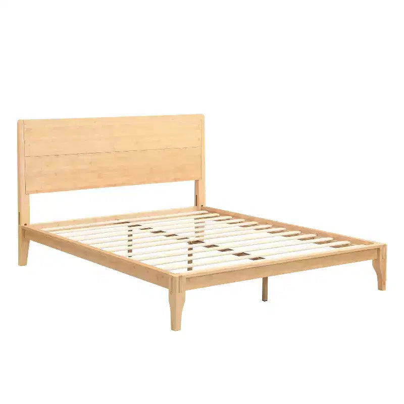 Cadre de lit plateforme en bambou pour lit double/grand lit/très grand lit avec lattes de support en bois, style moderne du milieu du siècle - ModernLuxe