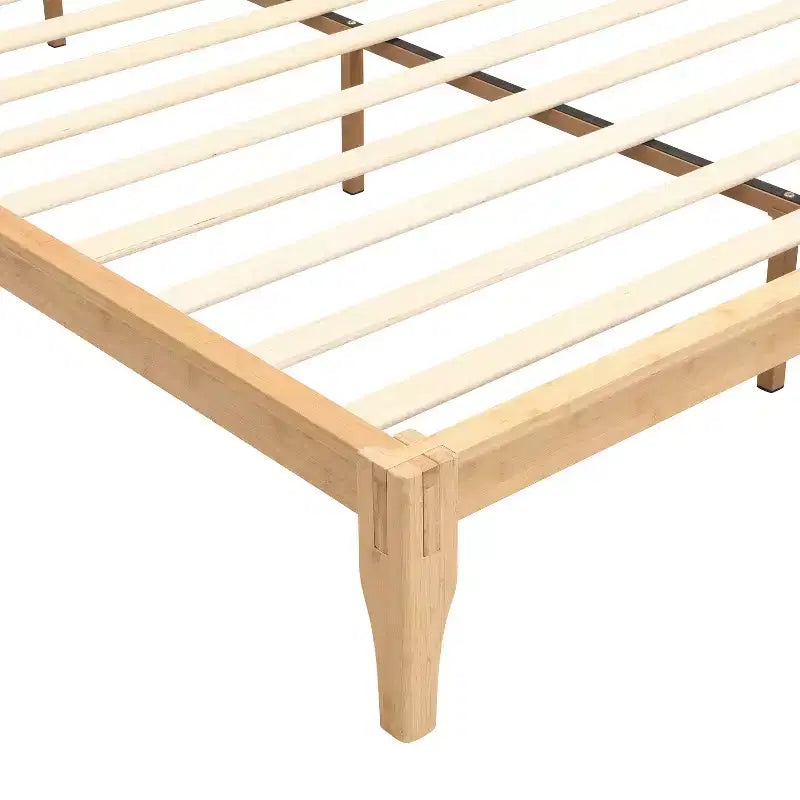 Cadre de lit plateforme en bambou pour lit double/grand lit/très grand lit avec lattes de support en bois, style moderne du milieu du siècle - ModernLuxe