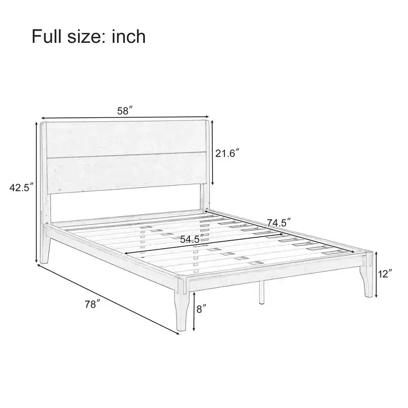 Cadre de lit plateforme en bambou pour lit double/grand lit/très grand lit avec lattes de support en bois, style moderne du milieu du siècle - ModernLuxe
