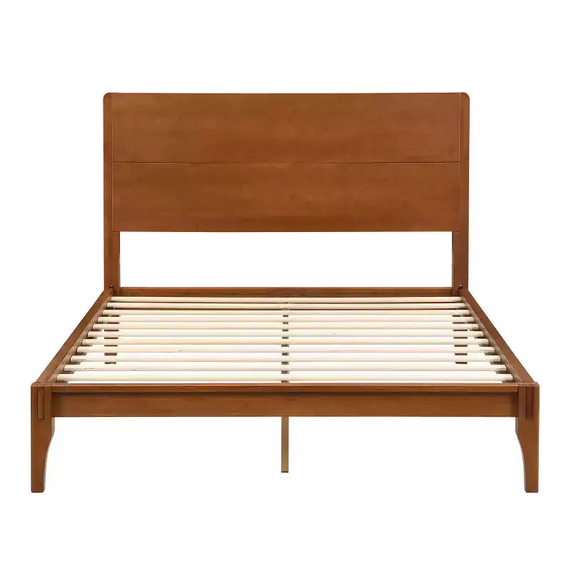 Cadre de lit plateforme en bambou pour lit double/grand lit/très grand lit avec lattes de support en bois, style moderne du milieu du siècle - ModernLuxe