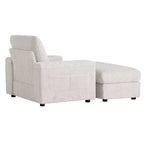 Chauffeuse surdimensionnée en fausse fourrure de lapin Whisen avec pouf de rangement et accoudoirs, canapé-lit rembourré avec porte-gobelets