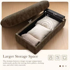 Chauffeuse surdimensionnée en fausse fourrure de lapin Whisen avec pouf de rangement et accoudoirs, canapé-lit rembourré avec porte-gobelets