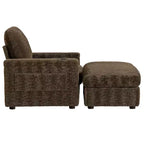 Chauffeuse surdimensionnée en fausse fourrure de lapin Whisen avec pouf de rangement et accoudoirs, canapé-lit rembourré avec porte-gobelets