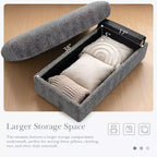 Chauffeuse surdimensionnée en fausse fourrure de lapin Whisen avec pouf de rangement et accoudoirs, canapé-lit rembourré avec porte-gobelets