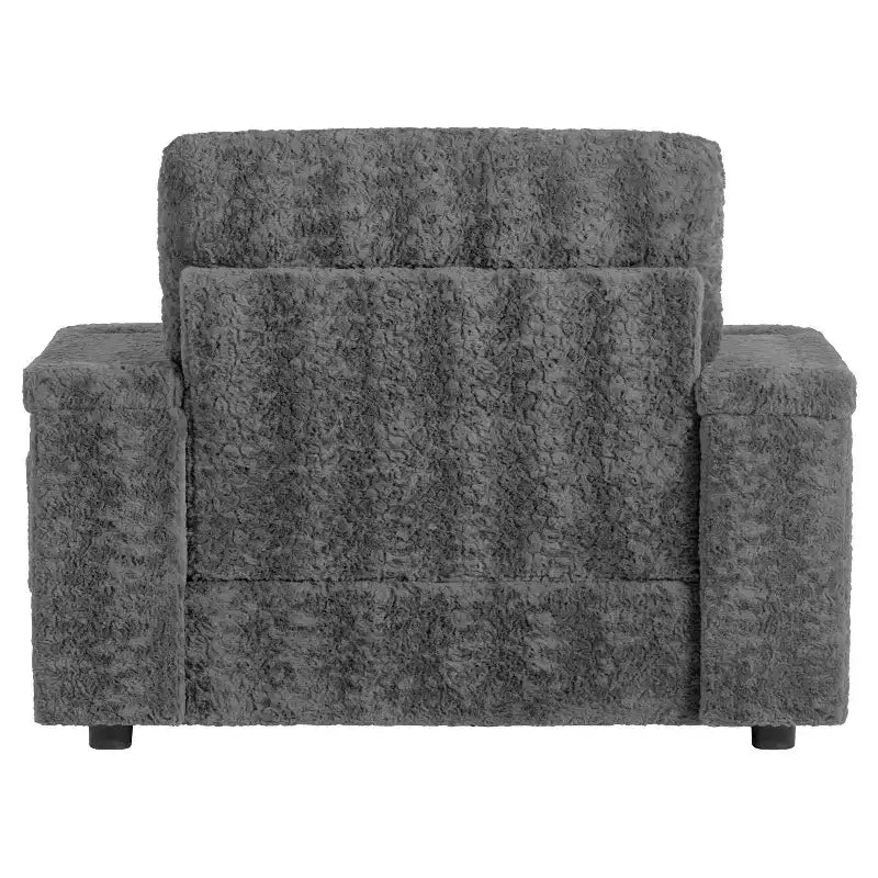 Chauffeuse surdimensionnée en fausse fourrure de lapin Whisen avec pouf de rangement et accoudoirs, canapé-lit rembourré avec porte-gobelets