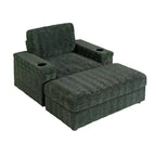 Chauffeuse surdimensionnée en fausse fourrure de lapin Whisen avec pouf de rangement et accoudoirs, canapé-lit rembourré avec porte-gobelets