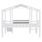 Lit superposé mi-hauteur Whisen 78.9L x 72.7W avec échelle et toboggan, avec tableau noir et bande lumineuse sur le toit