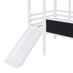 Lit superposé mi-hauteur Whisen 78.9L x 72.7W avec échelle et toboggan, avec tableau noir et bande lumineuse sur le toit