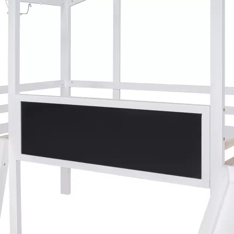 Lit superposé mi-hauteur Whisen 78.9L x 72.7W avec échelle et toboggan, avec tableau noir et bande lumineuse sur le toit