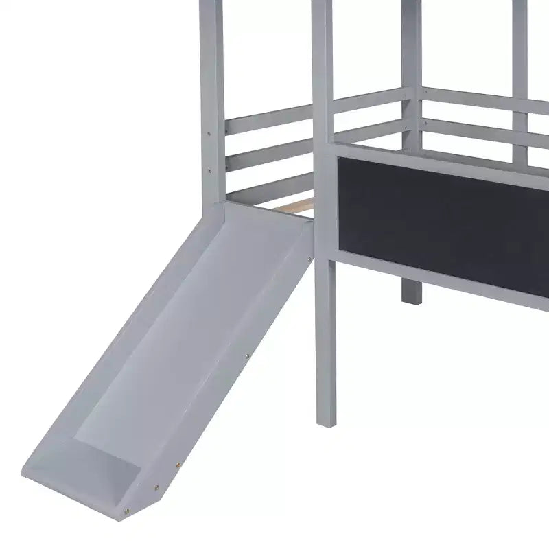 Lit superposé mi-hauteur Whisen 78.9L x 72.7W avec échelle et toboggan, avec tableau noir et bande lumineuse sur le toit