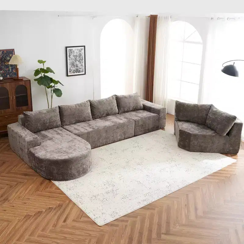 Whisen 141 Grand canapé modulable, canapé sectionnel rembourré avec assise profonde