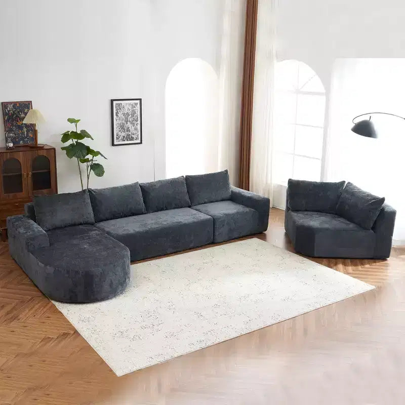 Whisen 141 Grand canapé modulable, canapé sectionnel rembourré avec assise profonde