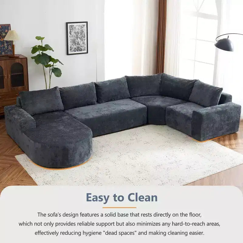 Whisen 141 Grand canapé modulable, canapé sectionnel rembourré avec assise profonde
