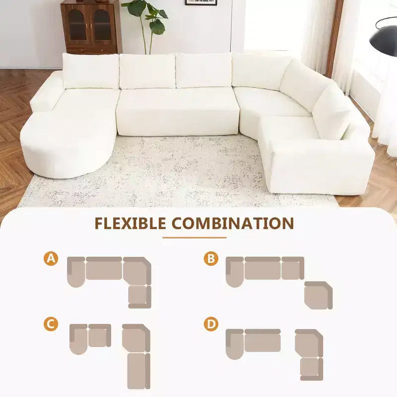 Whisen 141 Grand canapé modulable, canapé sectionnel rembourré avec assise profonde