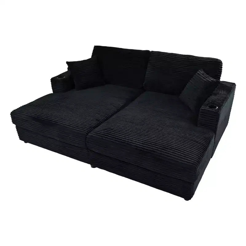 Canapé sectionnel convertible surdimensionné Whisen 86 avec ports USB, porte-gobelets et oreillers décoratifs