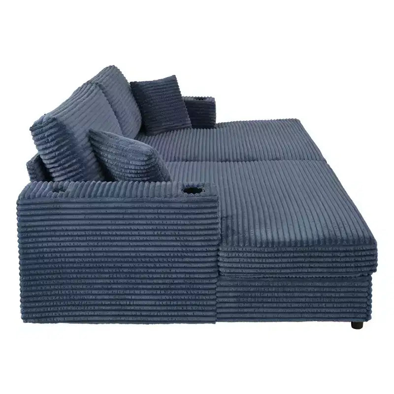 Canapé sectionnel convertible surdimensionné Whisen 86 avec ports USB, porte-gobelets et oreillers décoratifs
