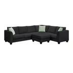 Canapé sectionnel modulaire en forme de L, style minimaliste Whisen, ensemble de salon comprenant un pouf et des coussins