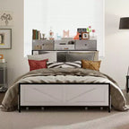 Cadre de lit contemporain Famapy White Queen – Éclairage réglable, tiroir spacieux sous le lit pour le rangement, assurant un sommeil stable et confortable
