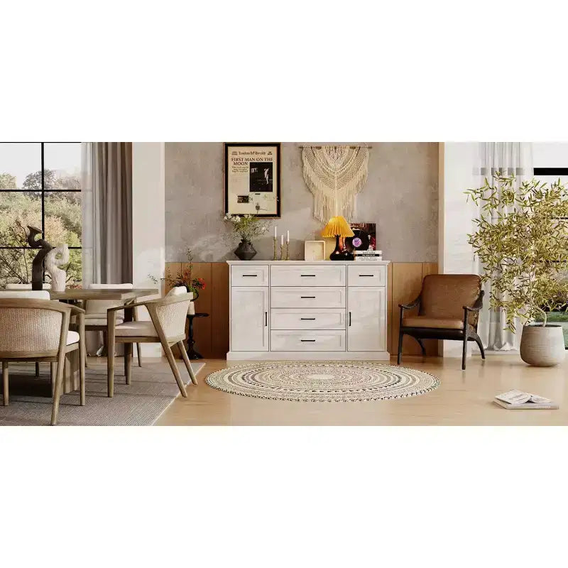 Commode horizontale Famapy Gris Classique : Nombreux espaces de rangement, créant une ambiance élégante à la maison