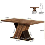 Table à manger rectangulaire de ferme Lantine de 55 pouces pour 4 à 6 personnes