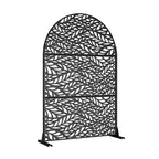 Paravent en acier galvanisé noir arqué Spring Flow Leaf 01 183x120x40cm