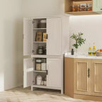 HOMCOM Meuble de Rangement de Cuisine 4 Portes 64", Buffet Autonome avec 3 Étagères Réglables pour Cuisine, Salle à Manger ou Salon, Blanc Antique