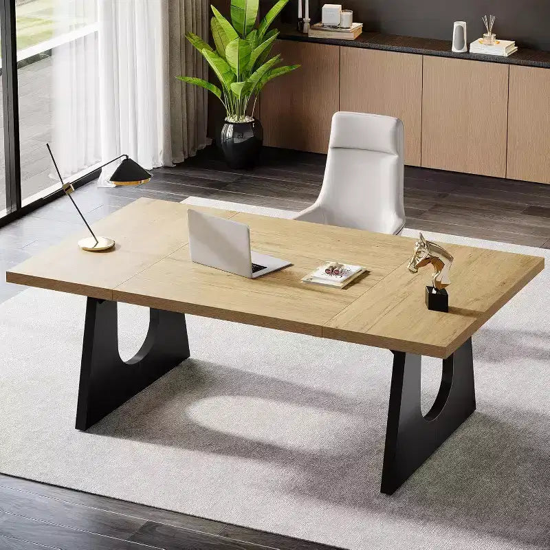 Bureau de direction rectangulaire Lantine avec double piédestal en bois